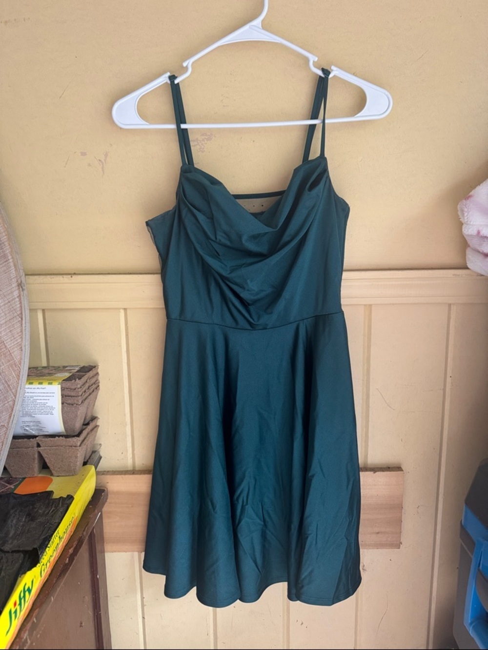 City Triangles Dark Teal Cowl Neck Mini Dress